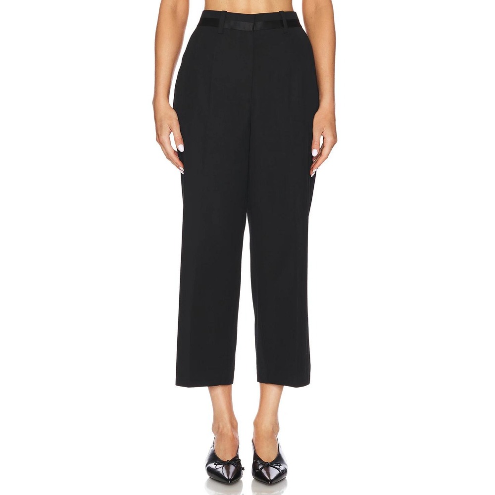 Anine Bing Black Louisa Trouser Pants Cropped Wide Leg 100% Wool Size 26